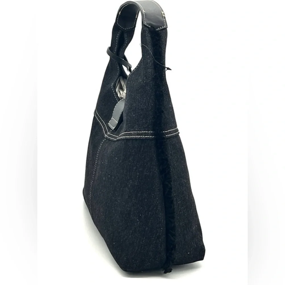 🖤True Religion Black Frayed Denim Hobo Bag🖤NWT